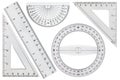 Set of drawing tools, ruler, protractor triangle, isolated on white background Royalty Free Stock Photo