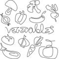 set of drawing vegetables one line