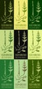 Set of drawings FIELD HORSETAIL in different colors. Hand drawn illustration. Latin name EQUISETUM CALDERI B