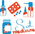 Set of drawings with medicines