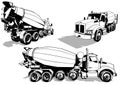 Set of Drawings with US Concrete Mixer Truck Royalty Free Stock Photo