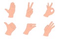 Set of drawn hand gestures. Human arms in outline style. Isolated cartoon drawing signs. Vector illustration Royalty Free Stock Photo