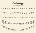 Set drawn string lights ement vector illustration