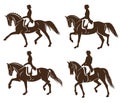 Set of dressage horses with rider Royalty Free Stock Photo