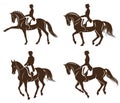 Set of dressage horses with rider Royalty Free Stock Photo