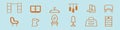 Set of dressing room ornaments cartoon icon design template with various models. vector illustration isolated on blue background Royalty Free Stock Photo