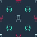 Set Dressing table, Chair and Armchair on seamless pattern. Vector Royalty Free Stock Photo