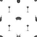 Set Dressing table, Sofa and Floor lamp on seamless pattern. Vector Royalty Free Stock Photo