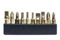 Set of drill bits in a black holder