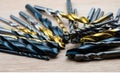 Set of drill bits different sizes for wood and concrete Royalty Free Stock Photo