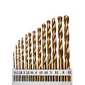 a set of drills of different sizes  diameters  a choice of drills for materials Royalty Free Stock Photo