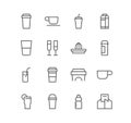 Set of drink and cup icons, cocktail, beverage, glass, coffee, alcohol, juice, tea. Royalty Free Stock Photo
