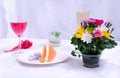 Set of drinks and food. Royalty Free Stock Photo
