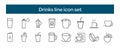 Set of drinks icons, thin line style of drink Royalty Free Stock Photo