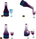 set of drinks wine alcohol with glass simple icon in different draw art and design