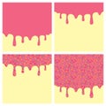 Set of Dripping Pink Donut Glaze Backgrounds Royalty Free Stock Photo