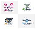 Set of Drone logo design template. Photography drone icon vector. Creative design. Illustration Royalty Free Stock Photo