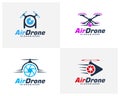 Set of Drone logo design template. Photography drone icon vector. Creative design. Illustration Royalty Free Stock Photo