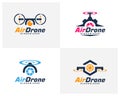 Set of Drone logo design template. Photography drone icon vector. Creative design. Illustration Royalty Free Stock Photo