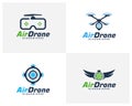 Set of Drone logo design template. Photography drone icon vector. Creative design. Illustration Royalty Free Stock Photo