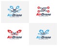 Set of Drone logo design template. Photography drone icon vector. Creative design. Illustration Royalty Free Stock Photo