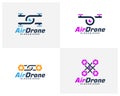 Set of Drone logo design template. Photography drone icon vector. Creative design. Illustration Royalty Free Stock Photo