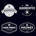 Set of drone logos, badges, emblems and design elements. Quadrocopter flying club, delivery logotypes Royalty Free Stock Photo