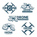 Set of drone quadrocopter logo template.