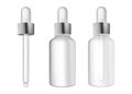 Set of dropper bottles for cosmetic serum. Cosmetic container mockups. Serum bottle with pipette isolated on white Royalty Free Stock Photo