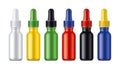 Set of Dropper colored bottles. Matt surface version Royalty Free Stock Photo