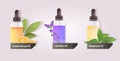 set dropping essential sweet orange lavender rosemary oil glass bottles with liquids natural face body beauty remedies