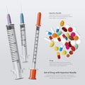 Set of Drug with Injection Needle Realistic