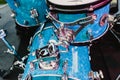 Set of drums being played by drummer Royalty Free Stock Photo