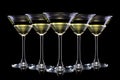 Set of dry martini cocktails  on black background Royalty Free Stock Photo