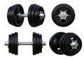 Set of dumbbells with black plates isolated on white background Royalty Free Stock Photo