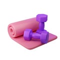 Set of dumbbells and fitness mat