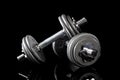 Set of dumbells on black