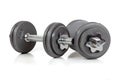 Set of dumbells on white