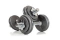 Set of dumbells on white Royalty Free Stock Photo