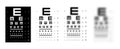 Set of E chart Eye Test Chart tumbling medical illustration. line vector sketch outline isolated on white background Royalty Free Stock Photo