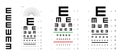 Set of E chart Eye Test Chart tumbling medical illustration. Line vector sketch outline isolated on white background Royalty Free Stock Photo