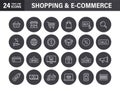 Set of E-commerce and shopping web icons in line style. Mobile Shop, Digital marketing, Bank Card, Gifts. Vector illustration Royalty Free Stock Photo