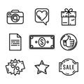 Set of 9 E-commerce and shopping web icons in line style. Vector illustration Royalty Free Stock Photo