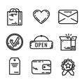 Set of 9 E-commerce and shopping web icons in line style. Vector illustration Royalty Free Stock Photo