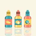 Set of e-liquid for vaping. Flavored e liquid for electronic cigarette. realistic vector illustration Royalty Free Stock Photo