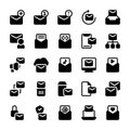 Set of E-mail mail Email Mailbox glyph style icon - vector Royalty Free Stock Photo
