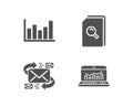 E-mail, Search files and Column chart icons. Web analytics sign.