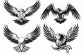 Set of Eagle animals emblem logo design with black Eagle line art icon vector illustration on white background Royalty Free Stock Photo