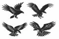 Set of Eagle animals emblem logo design with black Eagle line art icon vector illustration on white background Royalty Free Stock Photo