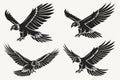 Set of Eagle animals emblem logo design with black Eagle line art icon vector illustration on white background Royalty Free Stock Photo